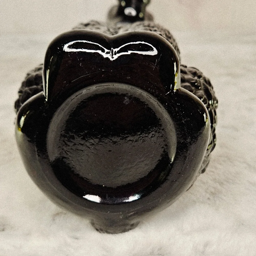 Vtg 1971 Black Glass Sitting Poodle Dog‎ Wine Decanter Bottle Detroit MI Italy